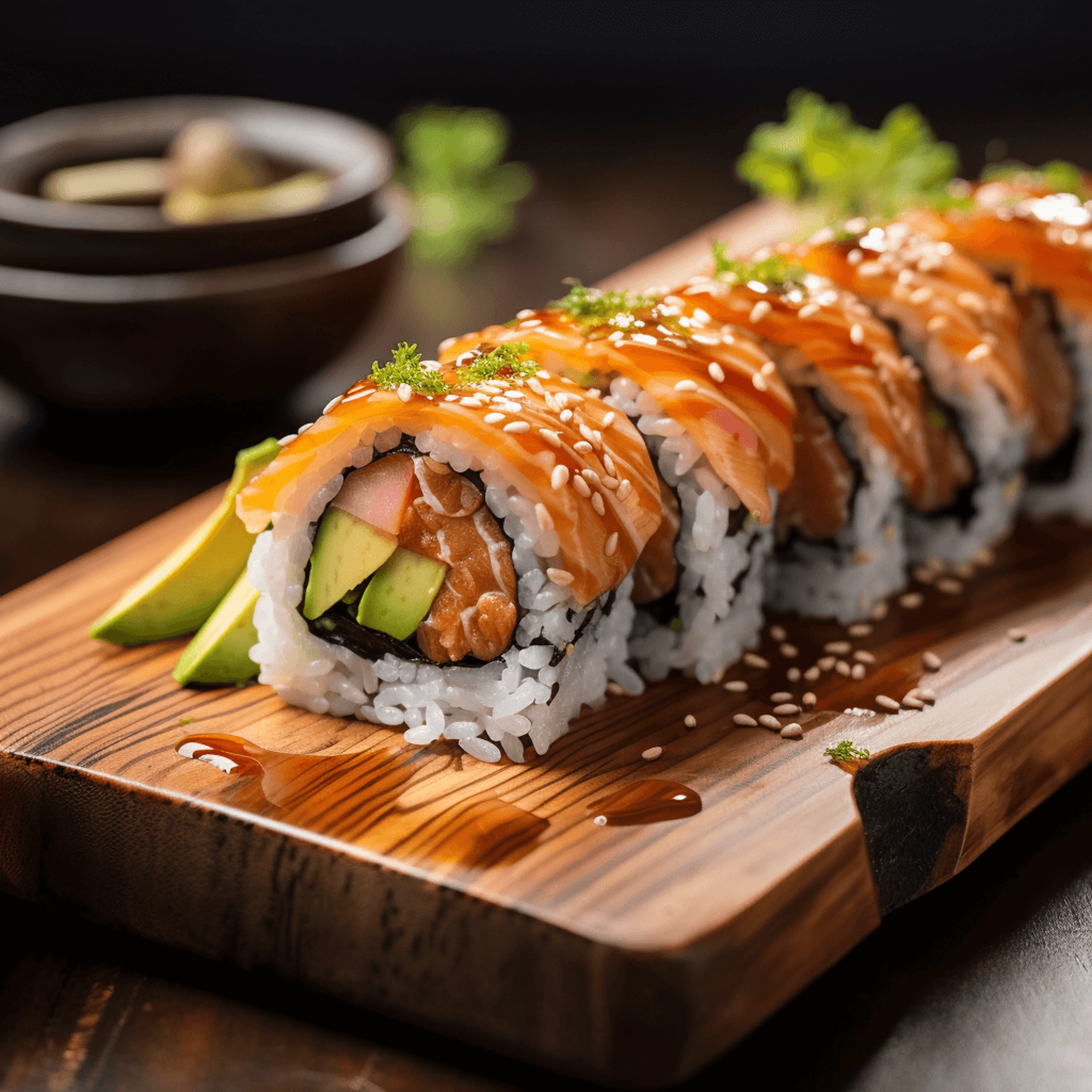 Sushi de salmón y aguacate